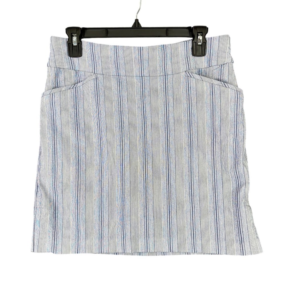 Chicos Perfect Stretch Skort Blue Striped Pull On Active Golf Tennis‎ S Womens